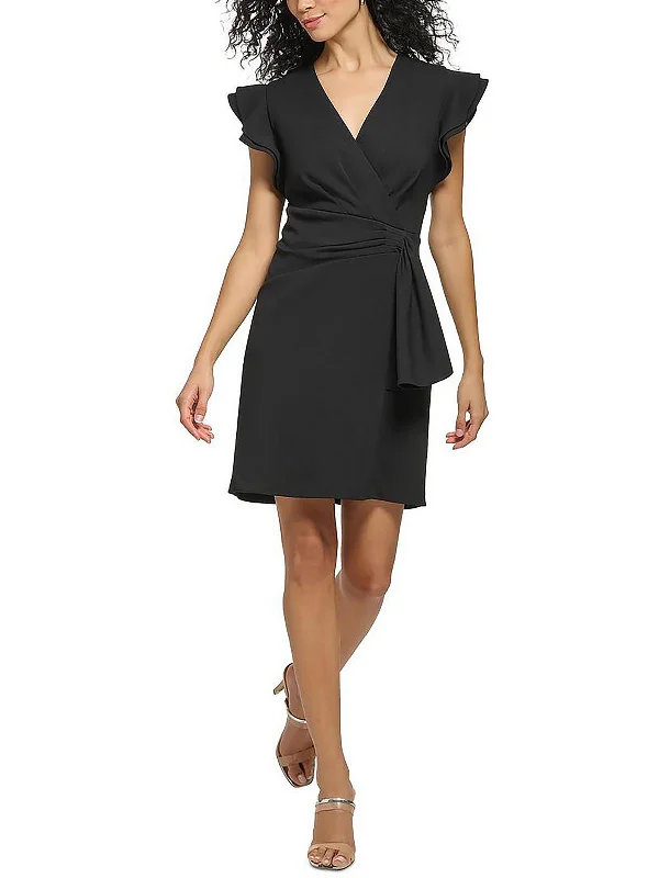 Women's Night-Out Outfit Womens Pleated Mini Sheath Dress