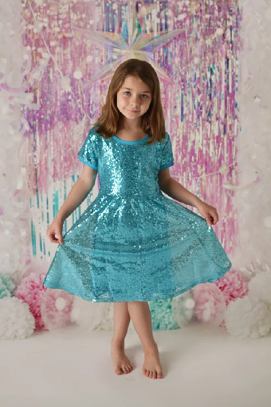 Women's Layered Outfit EVA TEAL SPARKLE DRESS