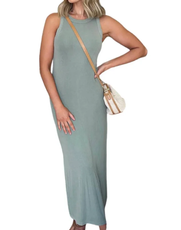 Affordable Women's Clothing Ultra Soft Ribbed Dress In Green