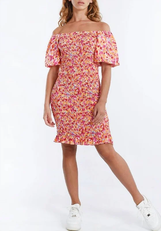 Sustainable Women's Clothing Sunny Smocked Dress In Red Multi