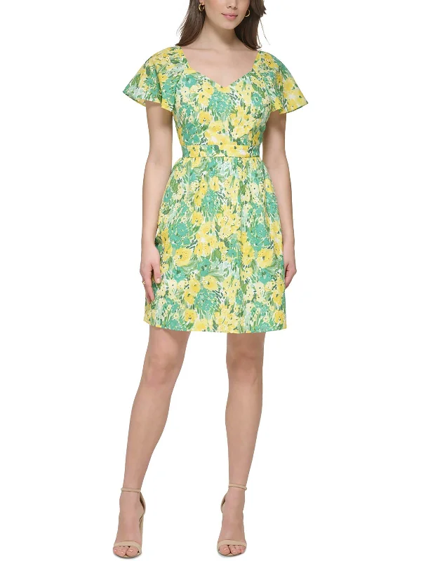 Women's Seasonal Clothing Womens Mini Eyelet Fit & Flare Dress