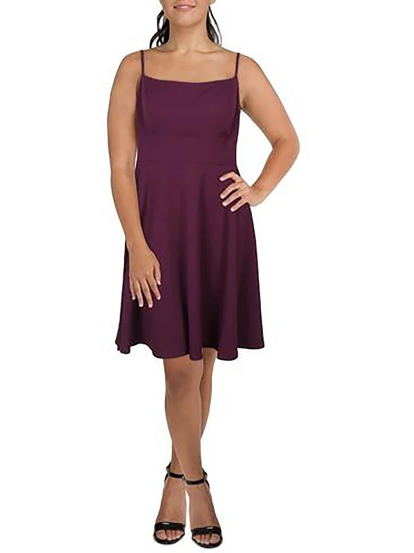 Chic Women's Clothing for Work and Travel Juniors Womens Crepe Lace Back Fit & Flare Dress