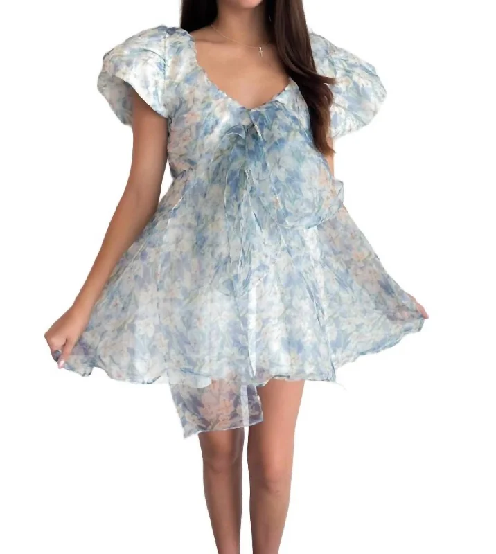 Comfy Women's Outfits for Daily Wear Garden Glam Dress In Blue