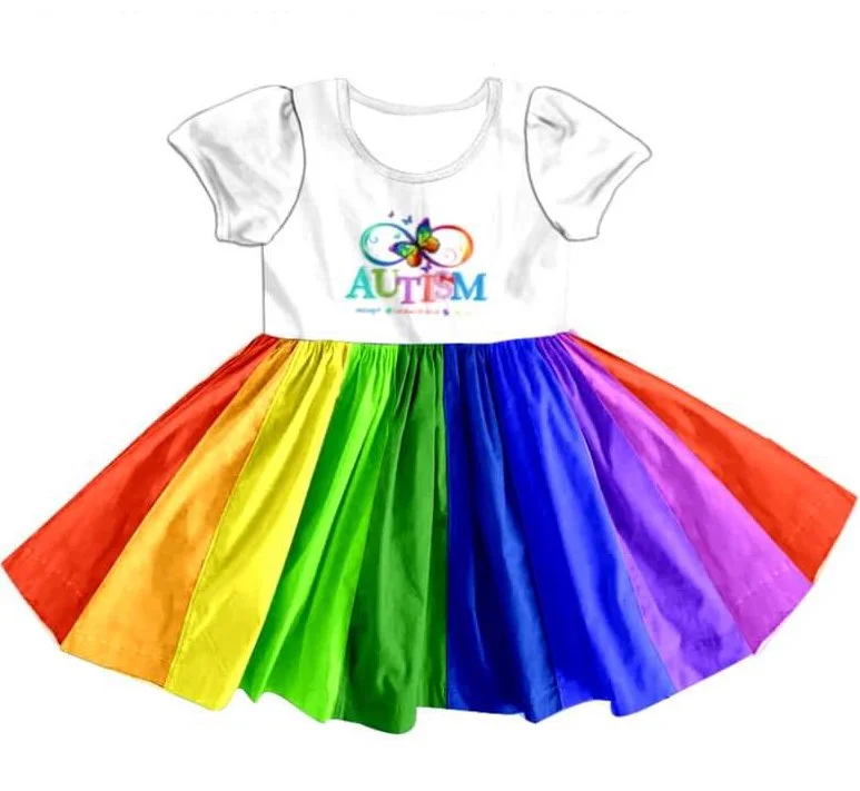 Women's Stylish Outerwear AUTISM AWARENESS RAINBOW TWIRL DRESS