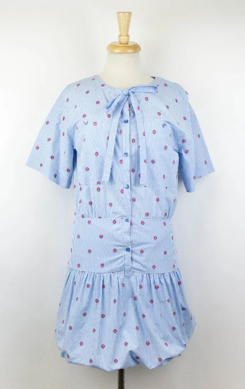 Women's Classic Outfit New MOSCHINO BOUTIQUE Cotton Short Sleeve Striped Sea Shell Dress