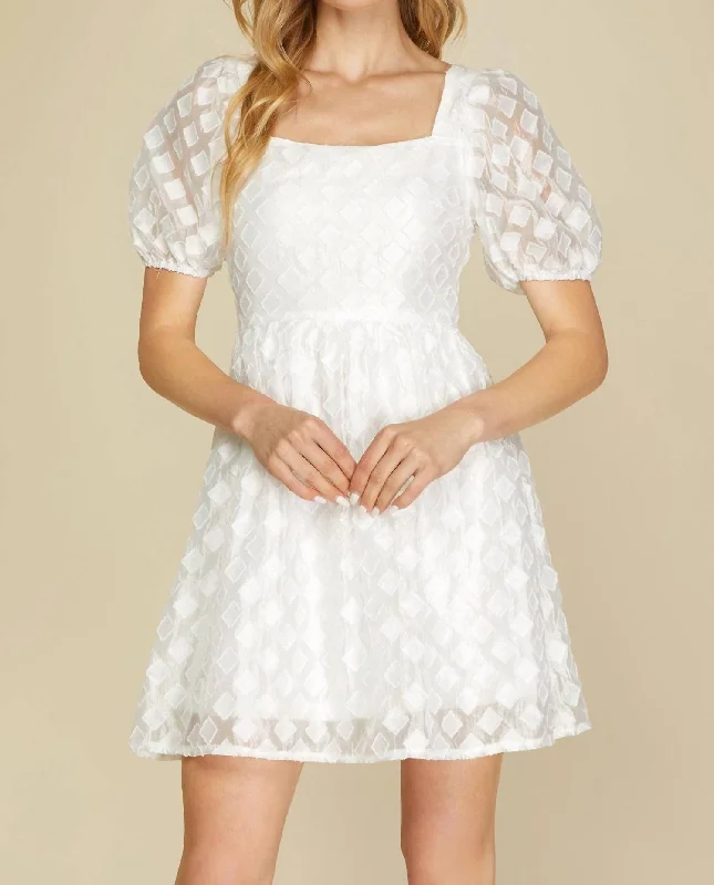 Women's Athletic Clothes Jacquard Dress In White