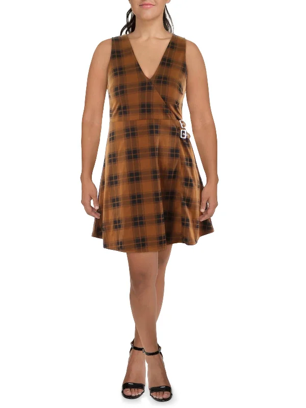 Chic Casual Style Juniors Womens Woven Plaid Sheath Dress