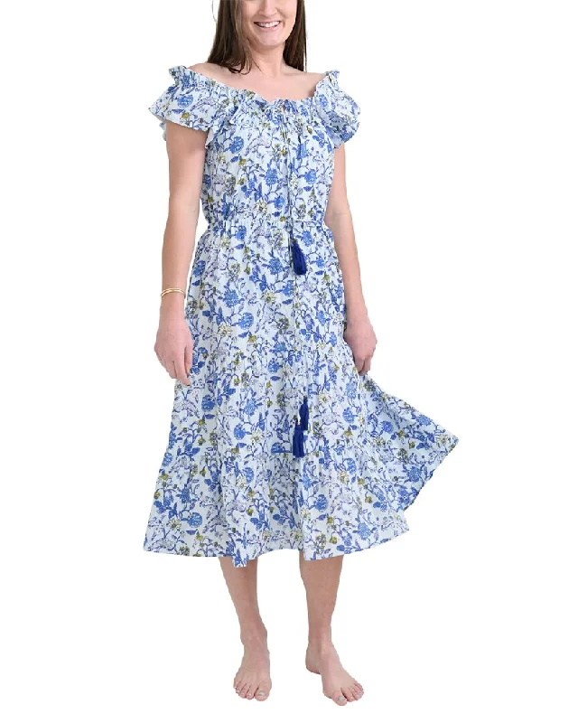 Affordable Luxury Women's Garments Pomegranate Flutter Sleeve Peasant Dress