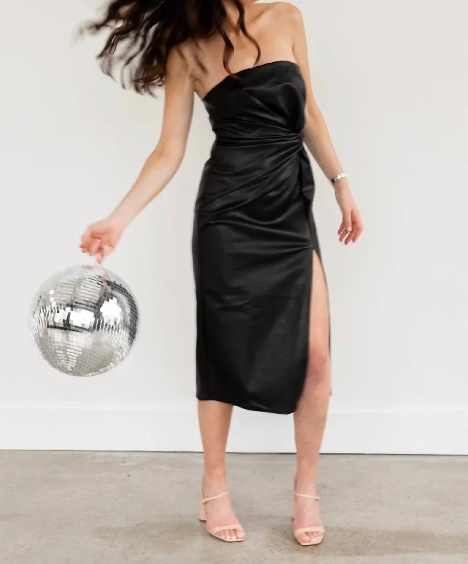 Business Casual Outfits Vegan Leather Dress In Black