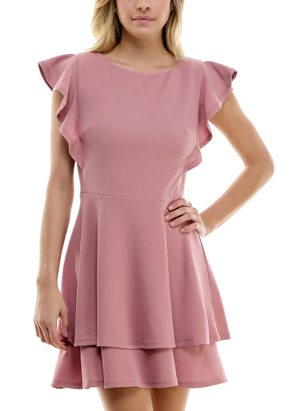 Sale For Women Womens Mini Flutter Sleeve Fit & Flare Dress