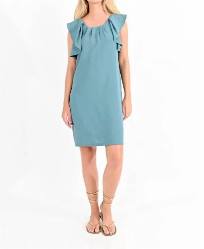 Casual Women's Clothing Online Laura Ruffled Dress In Blue