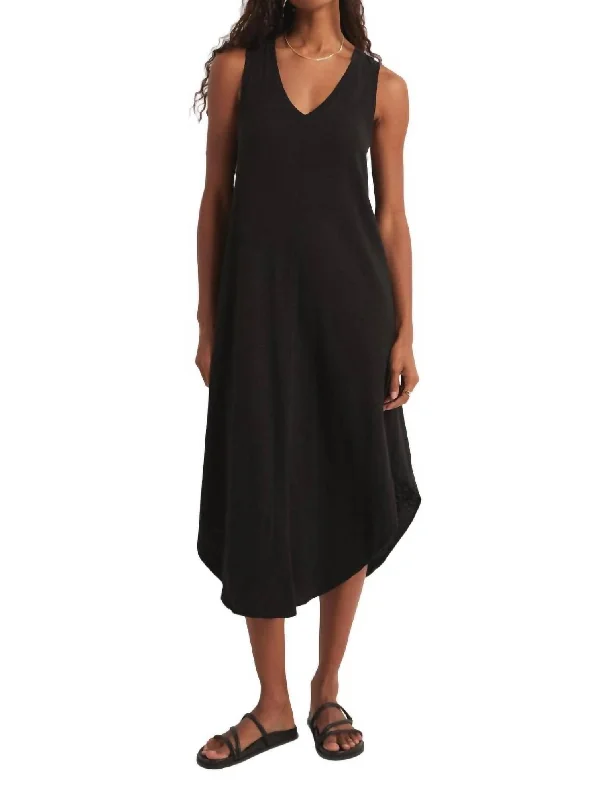 Sophisticated Outfits Reverie Slub Dress In Black