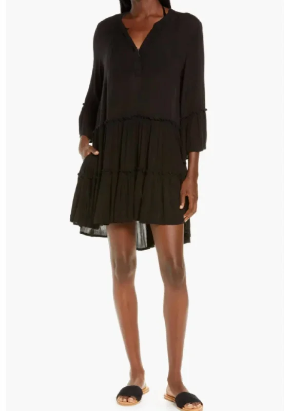 Women's Workout Garments V-Neck Cover-Up Dress In Black