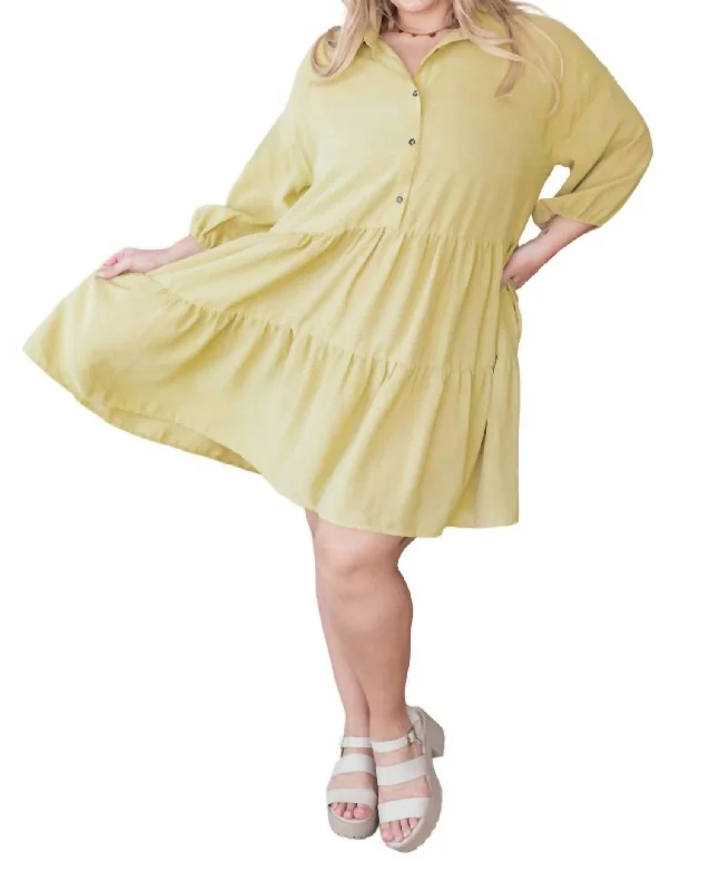 Comfortable Garments For Women Just Like Honey Tiered Dress In Lime
