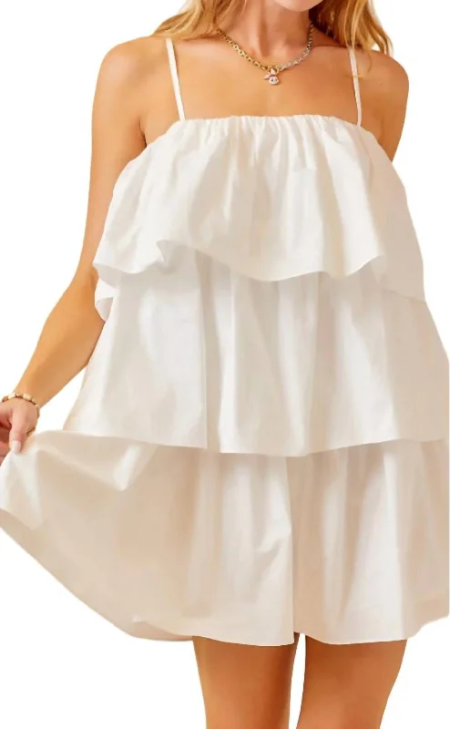 Classic Clothes For Women Flounce Tiered Dress In White