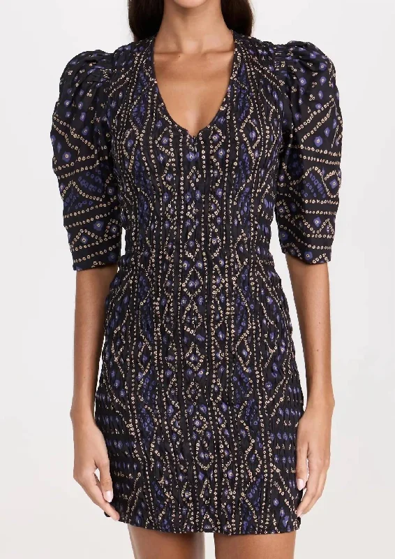 Premium Fashion Delphine Smocked Dress In Blue