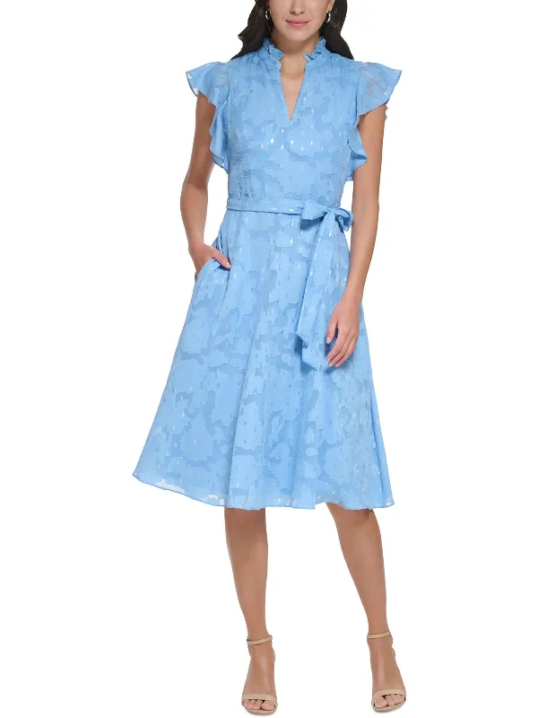 Trendy Fashion For Women Petites Womens Chiffon Shimmer Fit & Flare Dress