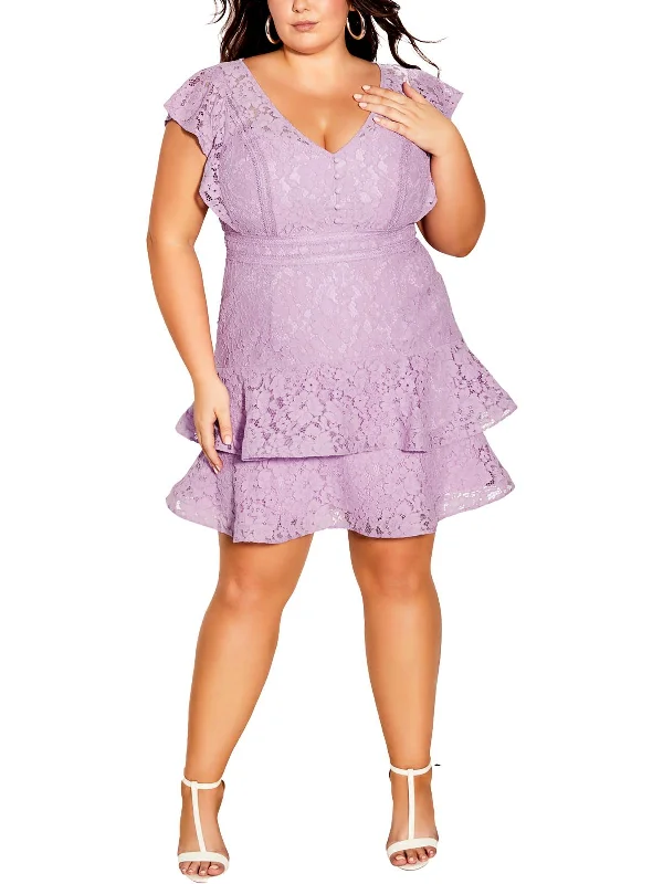 Affordable Women's Garments Plus Womens Ruffled Lace Sheath Dress