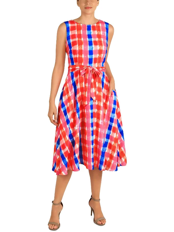 Clothes For Women Womens Colorblock Polyester Fit & Flare Dress