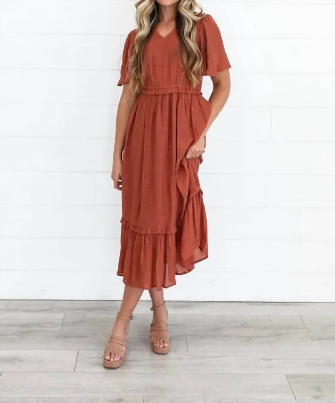 Stylish Outerwear Clothing For Women Tess Dress In Ginger