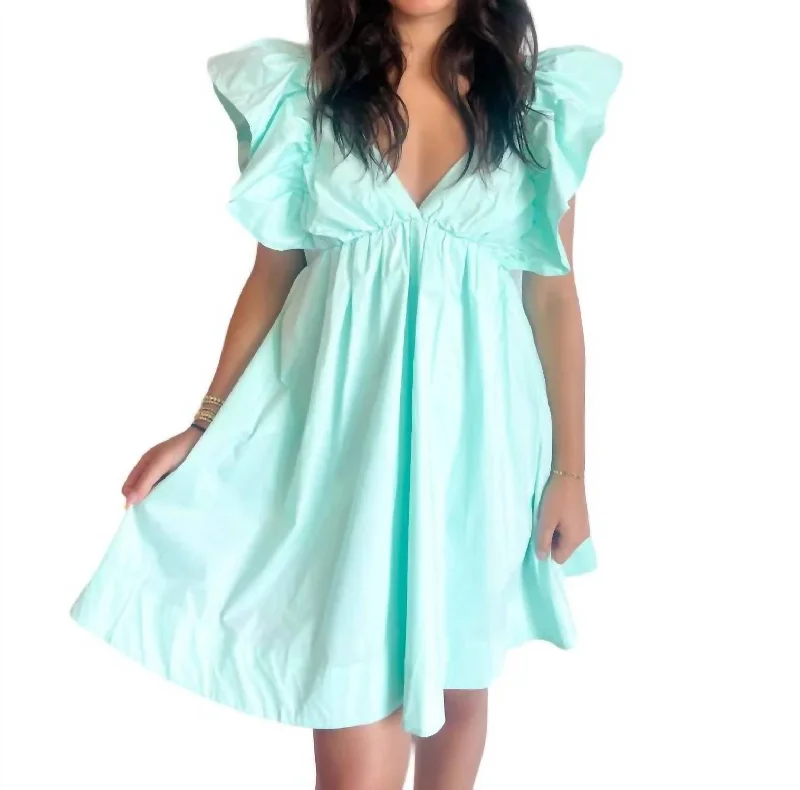 Stylish Loungewear for Women Starburst Poplin Dress In Paleturquoise