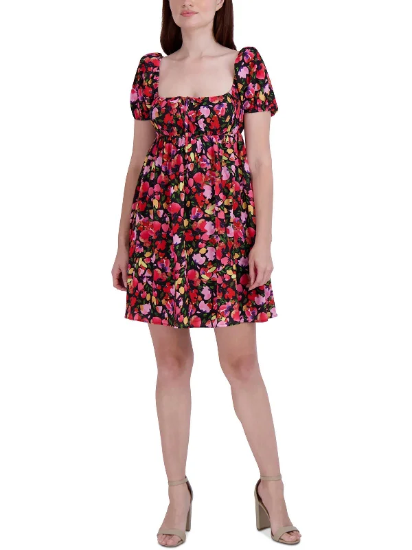 Women's Clothing For Outdoor Events Womens Tie Front Mini Fit & Flare Dress