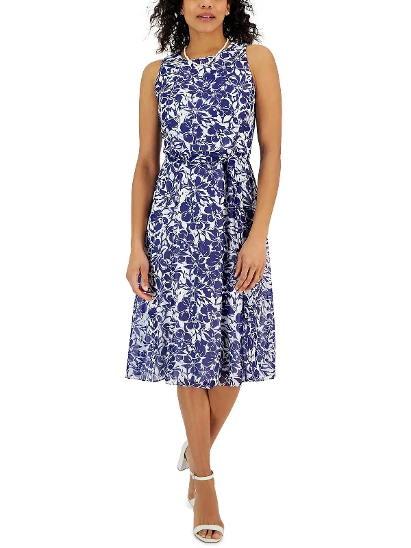 High-End Women's Apparel Womens Chiffon Knee-Length Sheath Dress