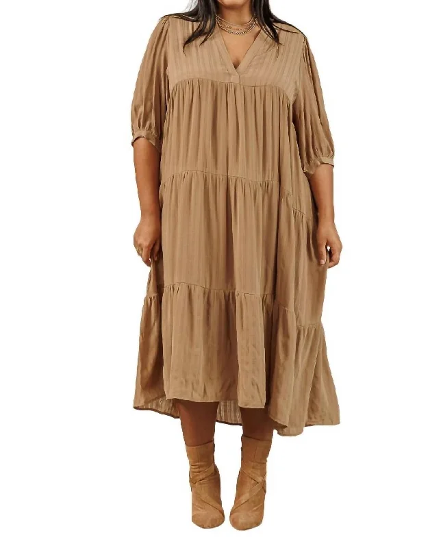 Charming Women's Garments Chelsey Tiered Dress In Almond