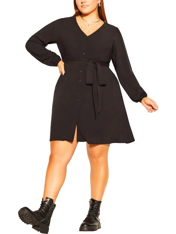 Women's Occasion Wear Clothing Plus Relax Me Womens Belted Viscose Tunic Dress
