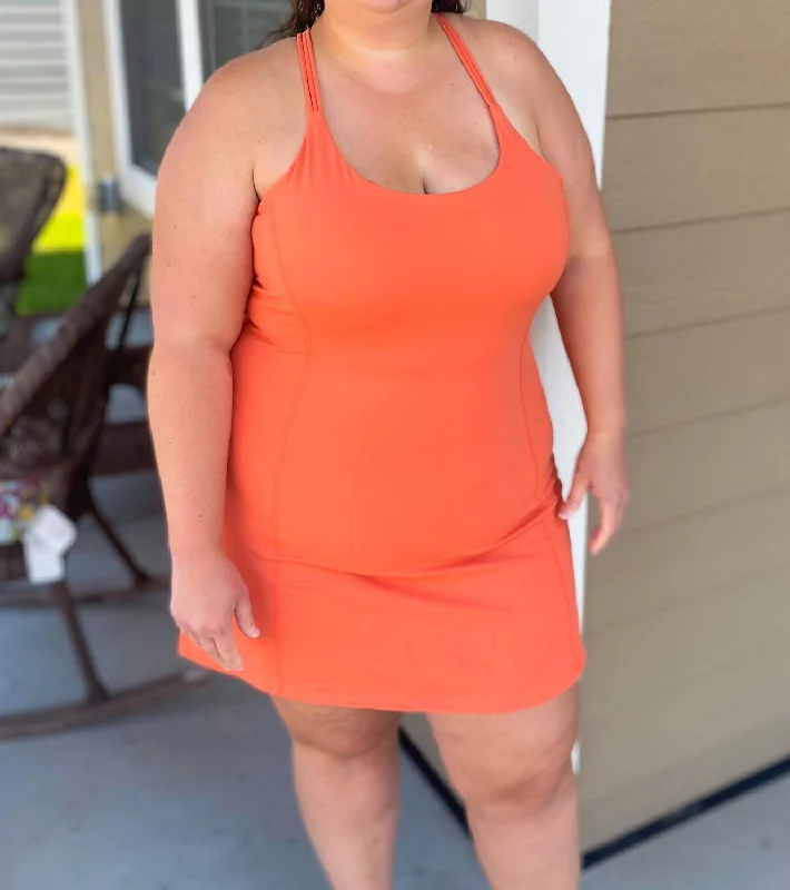 Modern Women's Wardrobe Essentials Macrame Detail Racerback Active Dress In Orange
