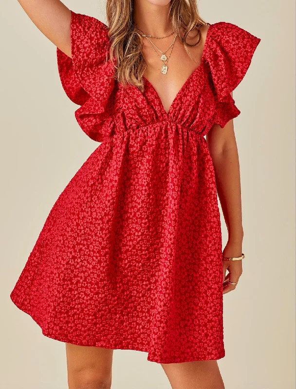 Women's Relaxed Clothes Ayla Babydoll Dress In Red