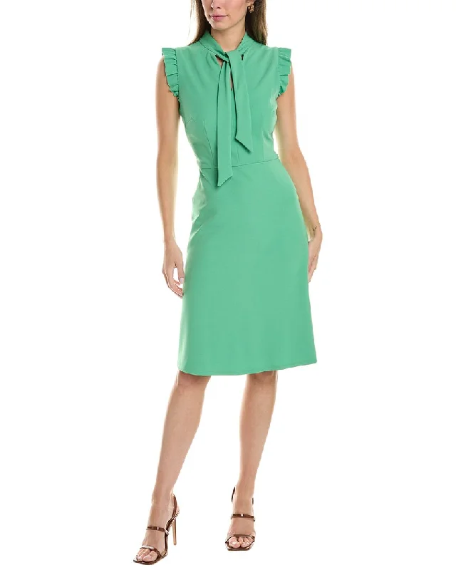 Women's Weekend Outfit ivy + blue Front Neck Tie A-Line Dress