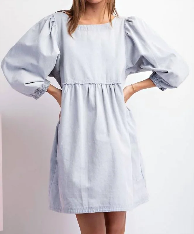 Fashionable Women's Clothes Nova Babydoll Dress In Pale Blue