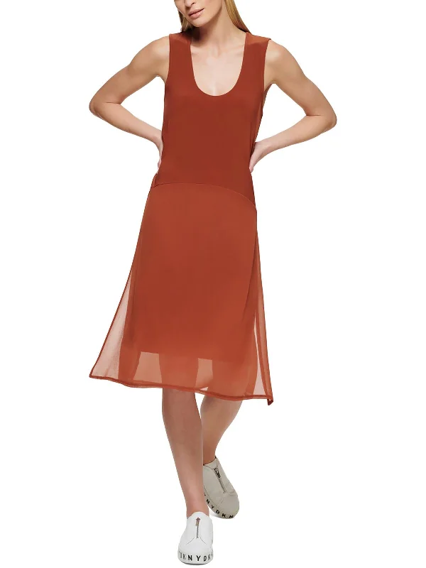 Casual Clothes For Women Womens Mixed Media Knee-Length Fit & Flare Dress