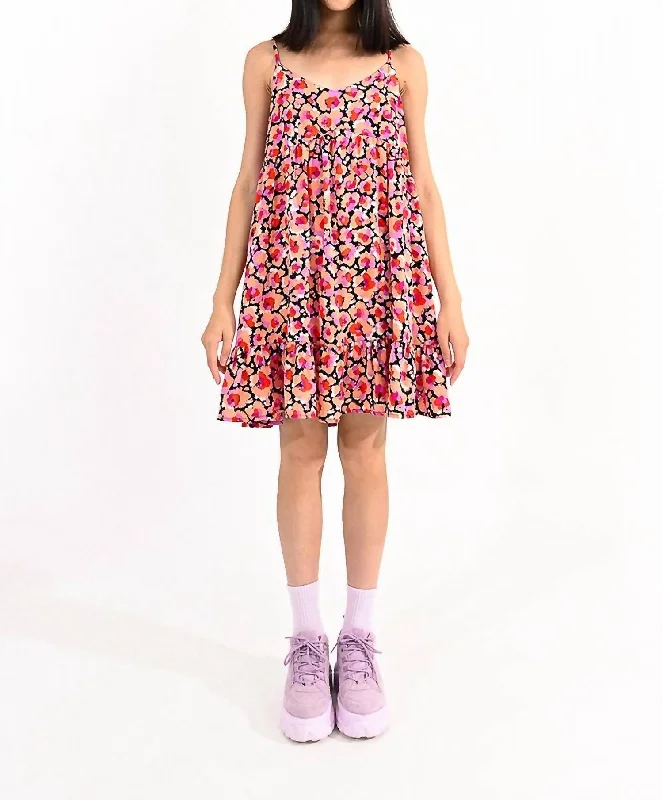 Women's Trendy Clothes Print Cami Dress In Black/pink