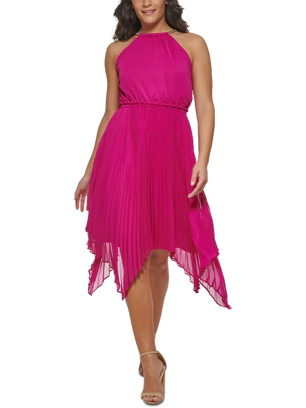 End Of Season Sale Clothing Womens Handkerchief Hem Polyester Halter Dress