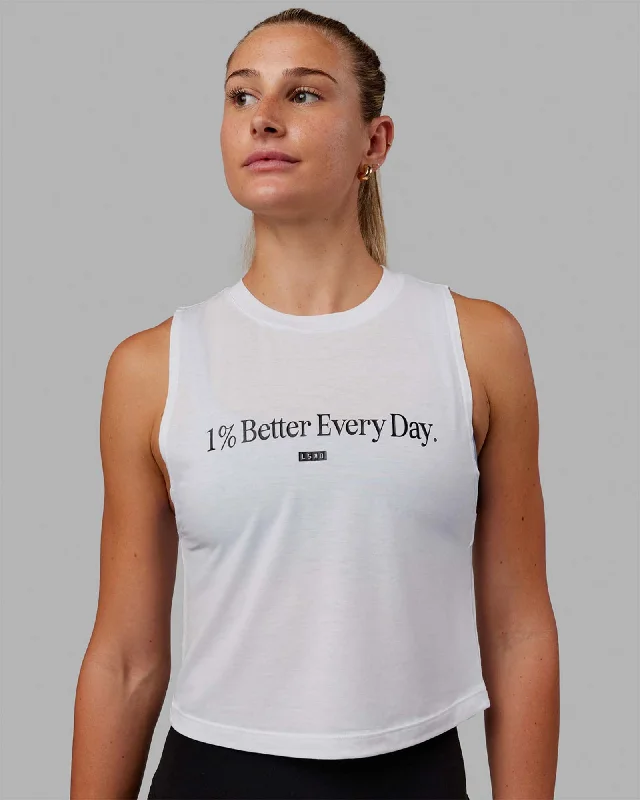 Trendy Yoga Outfits At Budget-Friendly Prices 1% Better Training Tank - White-Black