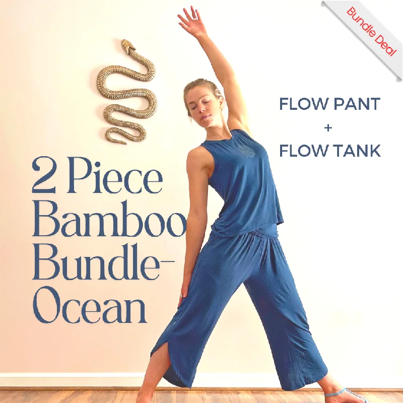 Limited-Time Sale On Stylish Yoga Apparel 2 Piece Flow Bundle - Ocean