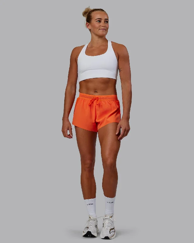 Flow In Comfort With Stylish Discounts Accelerate 3" Run Shorts - Ultra Orange