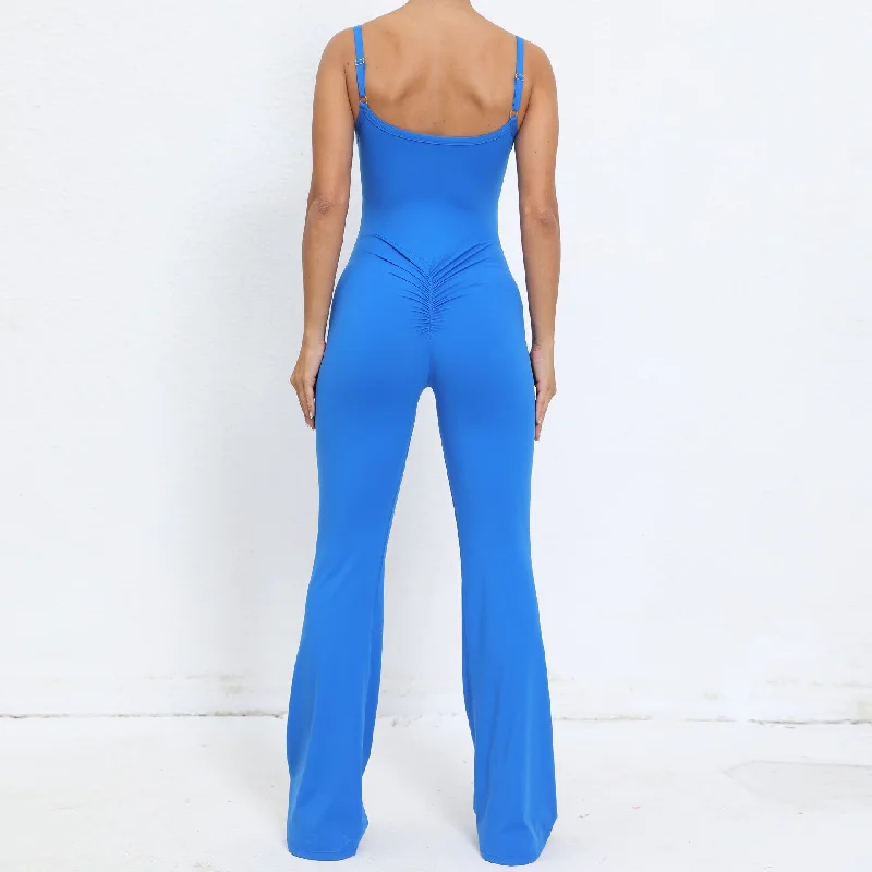 Find Balance In Stylish And Affordable Yoga Wear Adjustable shoulder strap flared one-piece yoga suit nude