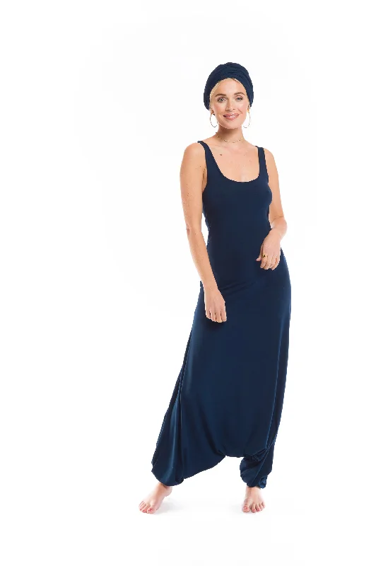 Breathe Easy In Comfortable Yoga Outfits FITTED JUMPSUIT NAVY