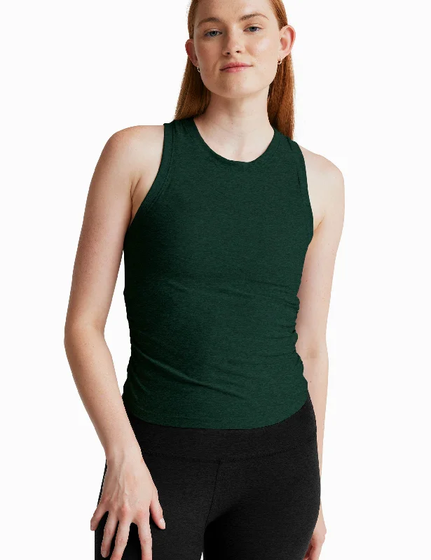 Your Go-To Yoga Outfits Now More Affordable Featherweight Your Fit Shirred Tank - Dark Spruce Green Heather