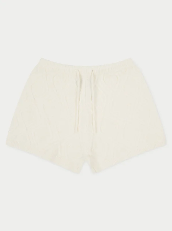 Limited-Stock Sale On Yoga Tops And Leggings CABLE KNITTED SHORTS - OFF WHITE