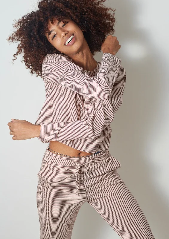 The Perfect Blend Of Comfort And Savings Burgundy Stripe LOUNGE Set