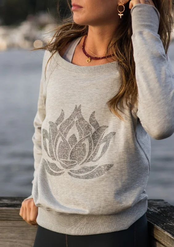 Master Every Pose With Premium Yoga Wear Deals Sparkle LOTUS Heather Grey Boyfriend Sweatshirt
