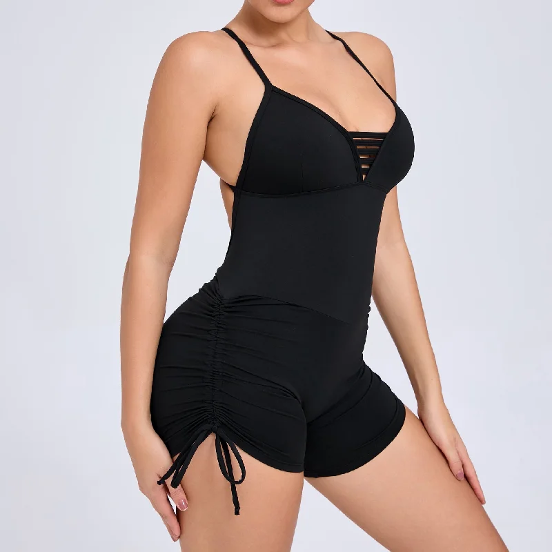 High-Quality Yoga Clothing At Budget-Friendly Prices Cut-out beauty back side drawstring yoga romper