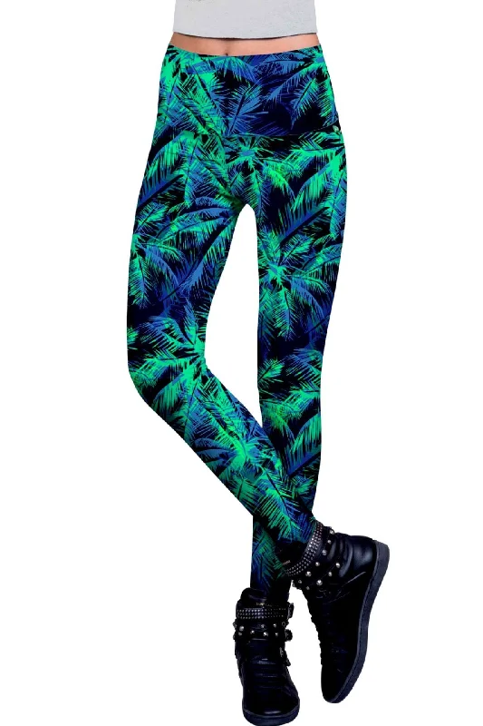 Stretch In Style With Budget-Friendly Yoga Wear Electric Jungle Lucy Printed Performance Leggings - Women