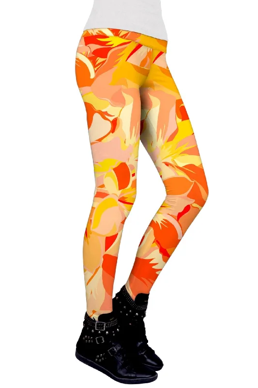 Limited-Stock Sale On Yoga Tops And Leggings Flaming Hibiscus Lucy Yellow Performance Leggings - Women