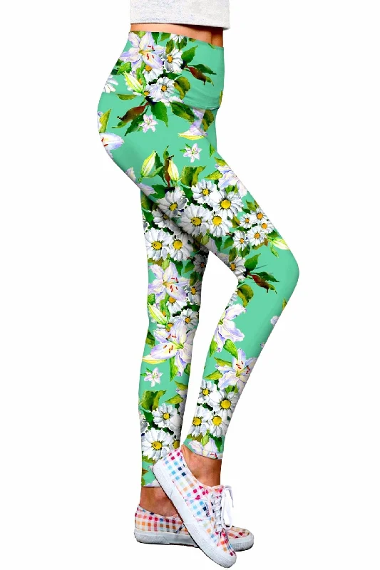 Yoga Wear At Unbeatable Prices Flower Party Lucy Green Performance Eco Leggings - Women