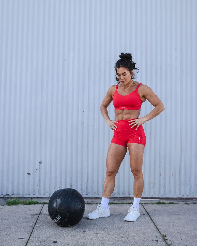 Trendy Yoga Outfits At Budget-Friendly Prices Flux X-Length Shorts - Scarlet